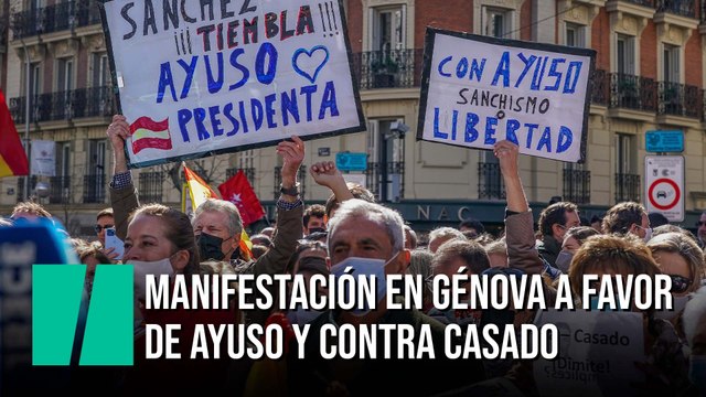 Manifestación en Génova a favor de Ayuso y contra Casado