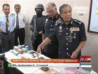 Rampas dadah bernilai RM500, 000, sita enam kenderaan