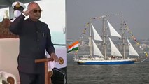 Indian Naval Fleet : INS Sumitra నౌకలో రాష్ట్రపతి..విశేషంగా ఆకట్టుకున్న విన్యాసాలు | Oneindia Telugu