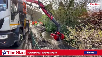 The clear up after flooding at Graves Park yesterday