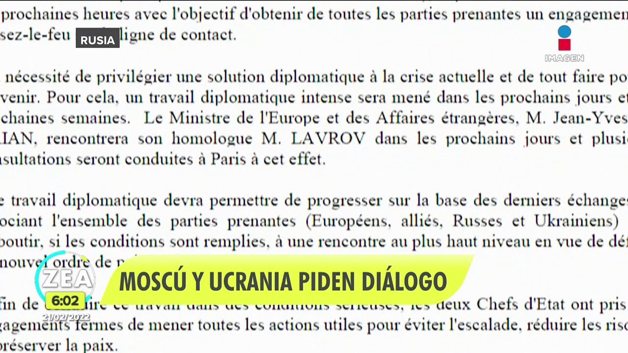 Rusia y Ucrania piden intensificar la diplomacia para evitar una guerra