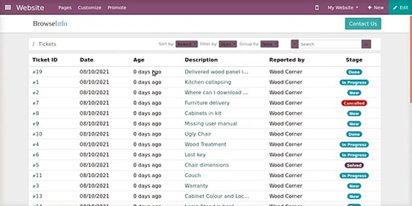 How to cancel ticket from website and close ticket from website | Odoo Apps  Features