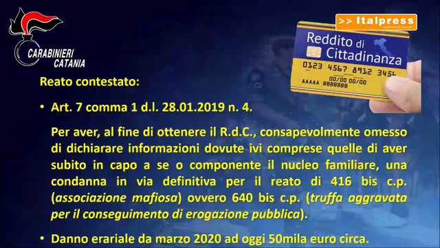 Reddito di cittadinanza a mafiosi, 5 denunce nel Catanese