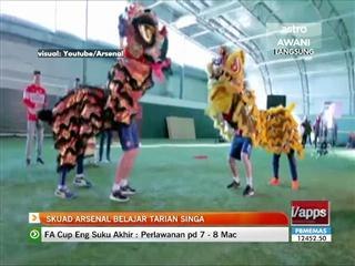 Skuad Arsenal belajar tarian singa