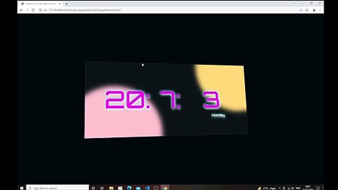 Make a Digital Clock using Html Css and Javascript with awesom hover effect like a card view #No_Limit_Code