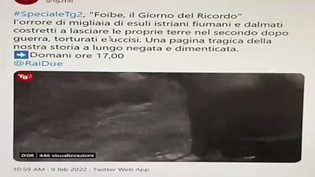 Giorno del Ricordo, su Twitter oltraggiato post del Tg2