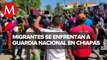 Agresión entre migrantes y la Guardia Nacional en Tapachula, Chiapas