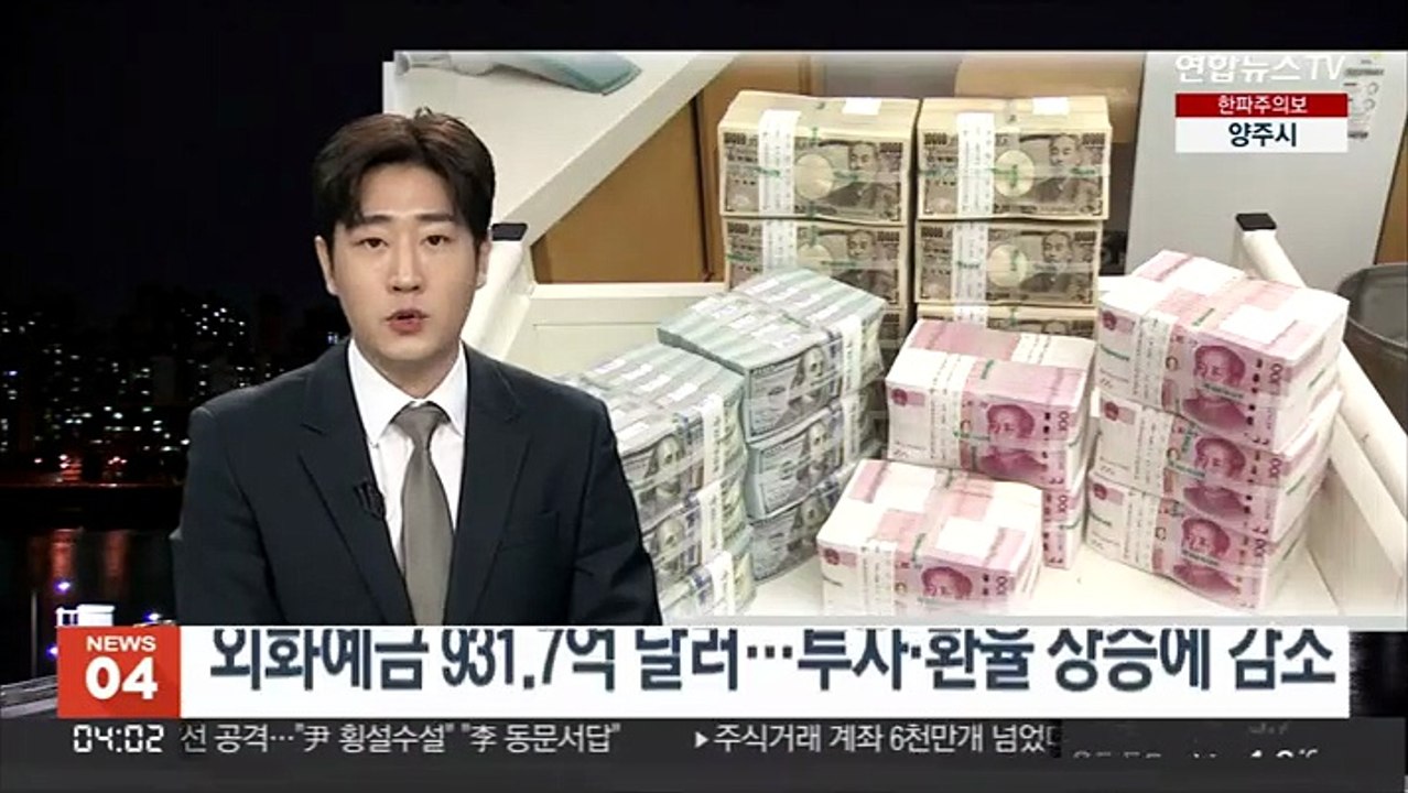 외화예금 931.7억 달러…투자·환율 상승에 감소