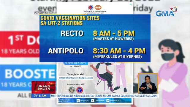 Recto at Antipolo LRT-2 stations, COVID-19 vaccination sites na simula ngayong araw | UB
