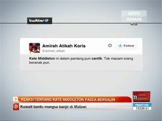 Reaksi tentang Kate Middleton pasca-bersalin