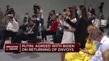 Vladimir Putin delivers remarks after meeting with President Joe Biden