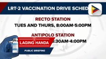 Bakunahan vs. COVID-19 sa dalawang istasyon ng LRT-2, simula na ngayong araw