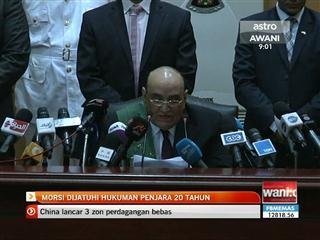 Morsi dijatuhi hukuman penjara 20 tahun