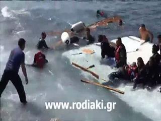 Immigrants shipwrecked off the coast of Rhodes