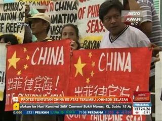 Protes tuntutan China ke atas terumbu Johnson Selatan