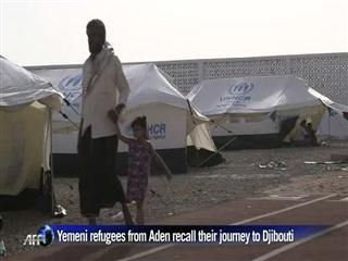 Yemenis shelter in Djiboutian desert refugee camp