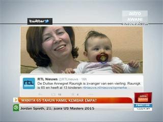 Wanita 65 tahun hamil kembar empat