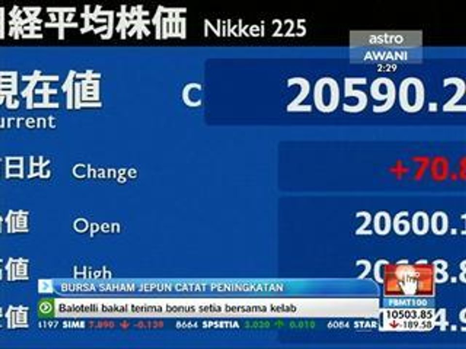 Bursa saham Jepun catat peningkatan