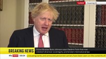 Boris Johnson syas UK will apply sanctions in response to Russian invasion of Ukraine