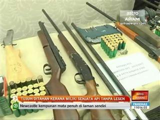 Tujuh ditahan kerana miliki senjata api tanpa lesen