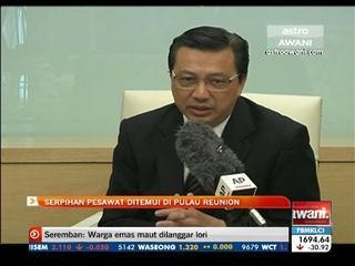 Serpihan pesawat ditemui di Pulau Reunion