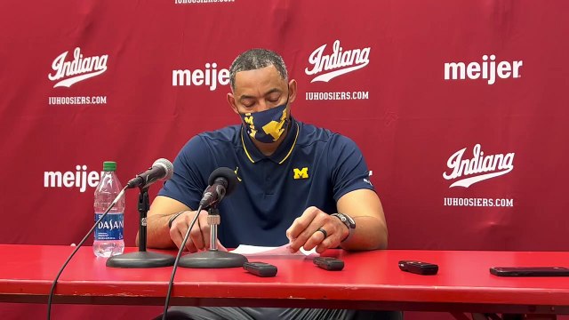 Juwan Howard reacts to win at Indiana