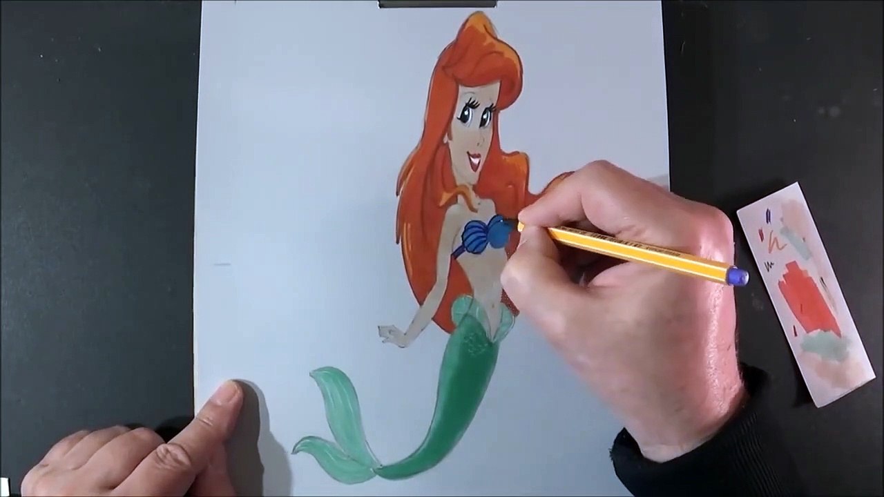 How I Draw a 3D Little Mermaid- Trick Art
