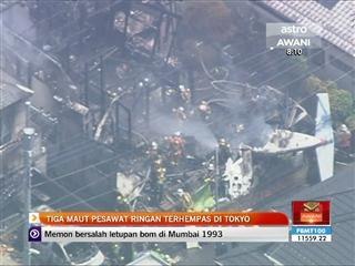 Tiga maut pesawat ringan terhempas di Tokyo