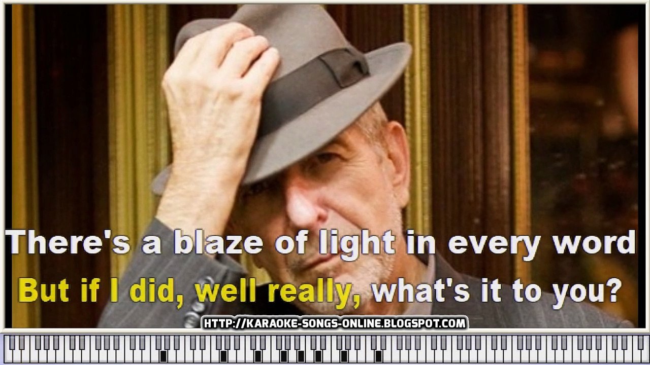 Leonard Cohen - Hallelujah - Karaoke Instrumental Version with virtual piano & lyrics video
