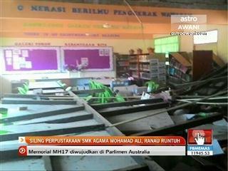 Siling perpustakaan SMK Agama Mohamad Ali, Ranau runtuh