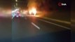 TEM Otoyolu'nda ticari araç alev alev yandı