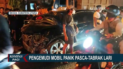 Panik Akibat Lakukan Tabrak Lari, Pengemudi Mobil Ini Hantam Truk