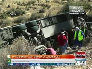 10 terbunuh, bas terbalik di lereng bukit