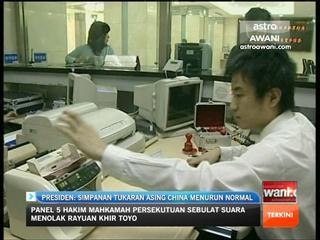 Simpanan tukaran asing China menurun normal