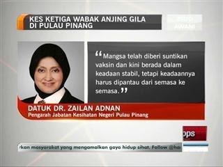 Kes ketiga wabak anjing gila di Pulau Pinang