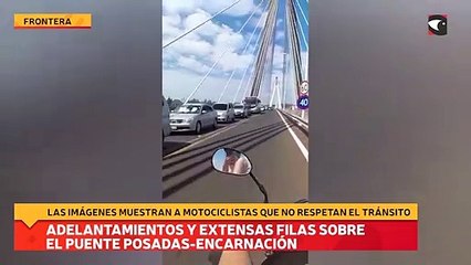 Download Video: Adelantamientos y extensas filas sobre el puente Posadas-Encarnación