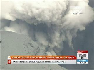 Amaran letusan susulan sekitar gunung berapi Aso, Jepun