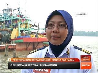 Sabak Bernam: Perkembangan operasi mencari mangsa bot karam