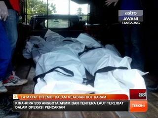 14 mayat ditemui dalam kejadian bot karam di Sabak Bernam
