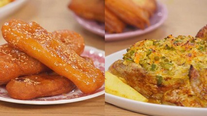 Poulet farci , bricks au poulet et haricot, Mkharek de beja