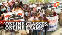 UG students Stage Protest Against Offline Exams