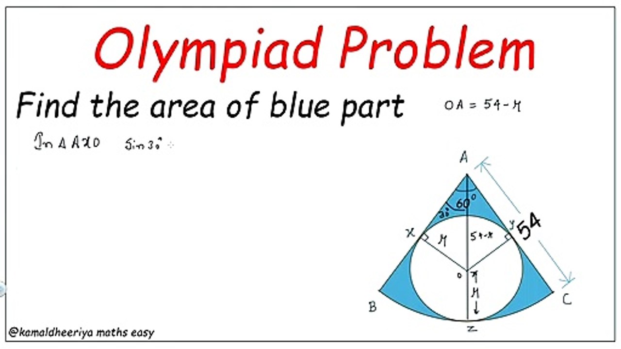 Find the area of blue region Olympiad Problem @Kamaldheeriya Maths easy