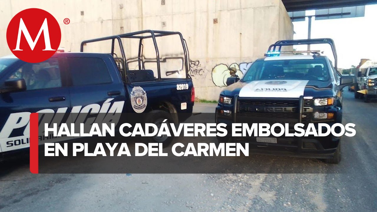 Abandonan dos cuerpos embolsados en puente vehicular de Playa del Carmen, Quintana Roo