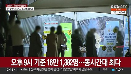 밤 9시 기준 16만명대…또 동시간대 최다