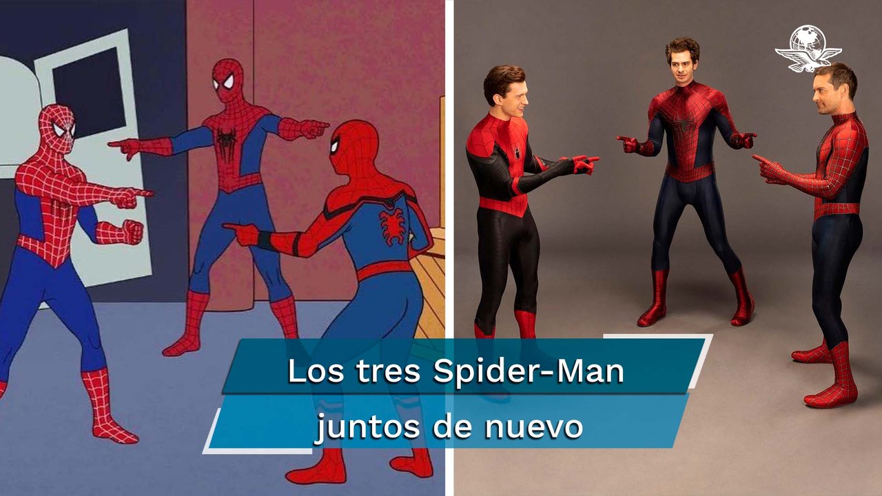 Tom Holland, Tobey Maguire, Andrew Garfield recrearon famoso meme de Spider-Man