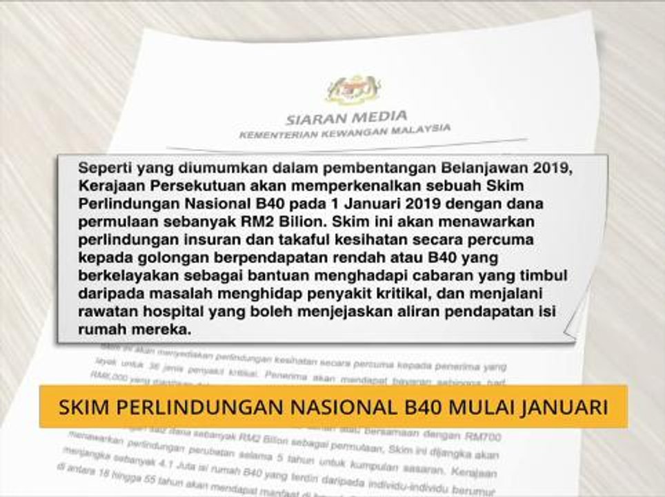 Skim Perlindungan Nasional B40 mulai Januari