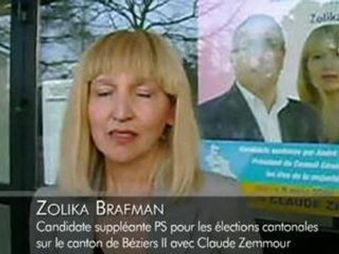 Zolika Brafman avec Claude Zemmour, cantonales Beziers 2 MJS