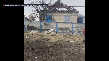 Shelling by Russia affect houses in Donbas region in Ukraine