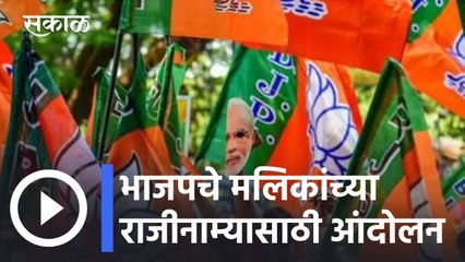 Nawab Malik l भाजपचे मलिकांच्या राजीनाम्यासाठी आंदोलन l Sakal