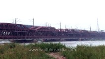 Trains pass through old Yamuna Bridge (Loha pul) - Delhi